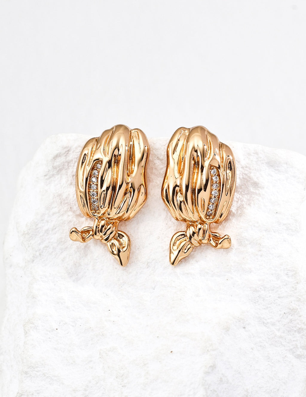 Sculptural Shell Bow Drop Earrings