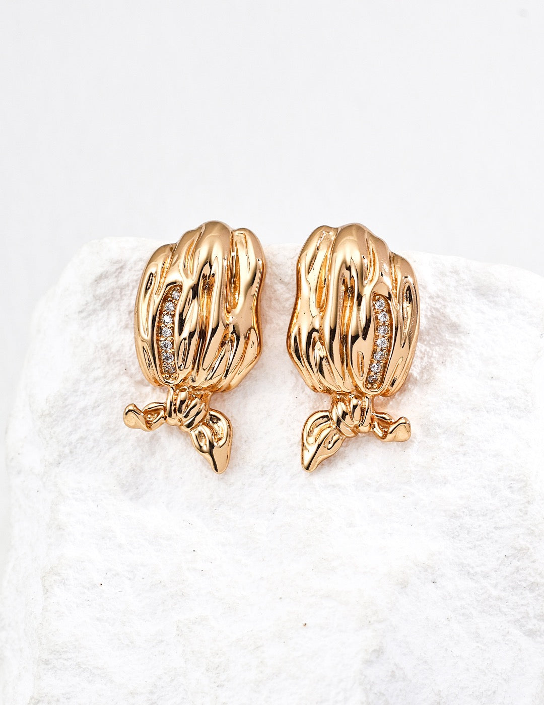 Sculptural Shell Bow Drop Earrings