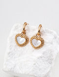 Heart Nacre Hoop Drop Earrings