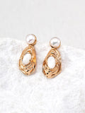 Pearl & Turquoise Sculptural Drop Earrings