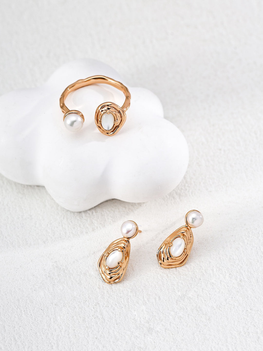Dual Stone Open Ring – Turquoise & Pearl