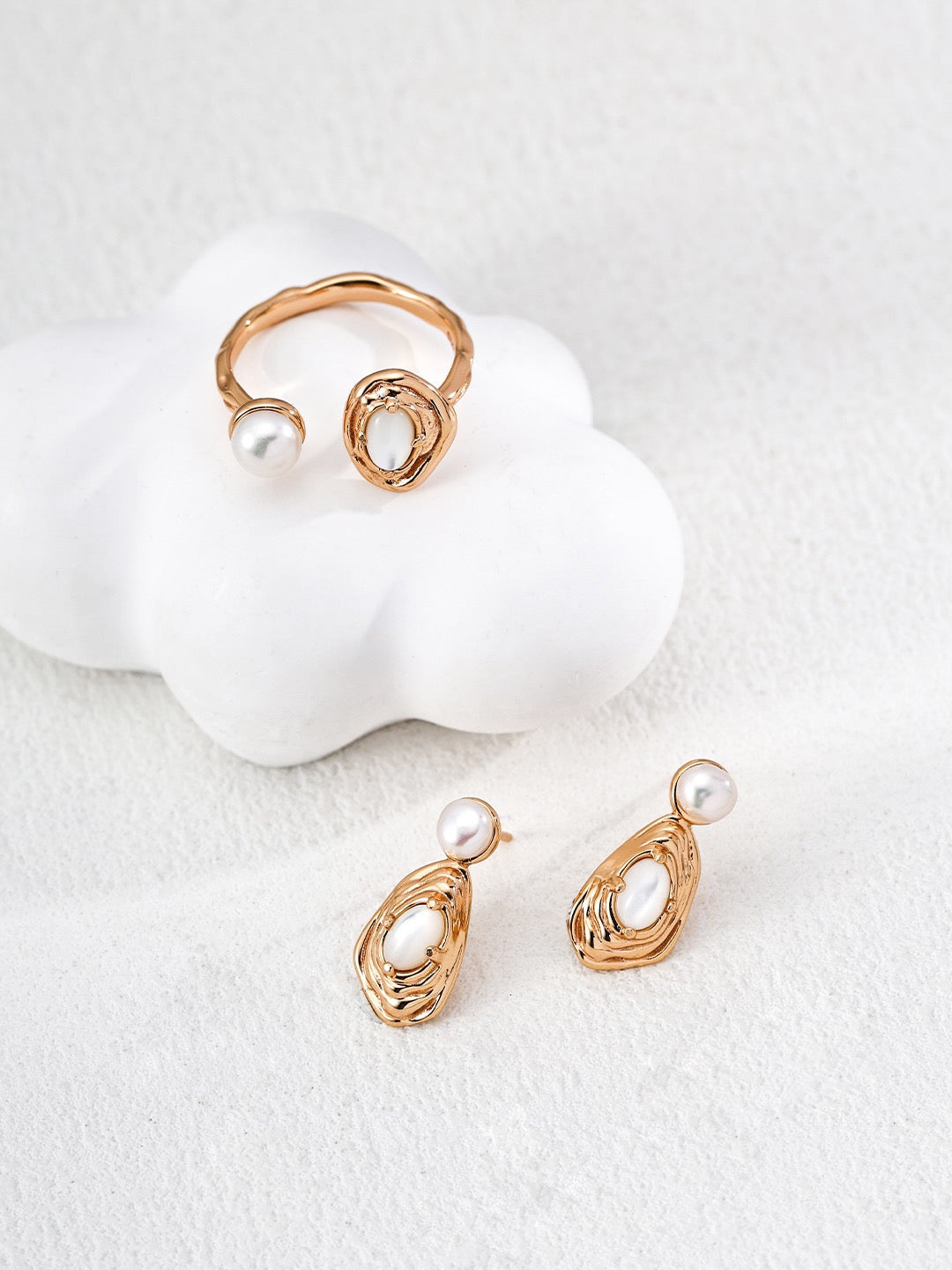Dual Stone Open Ring – Turquoise & Pearl