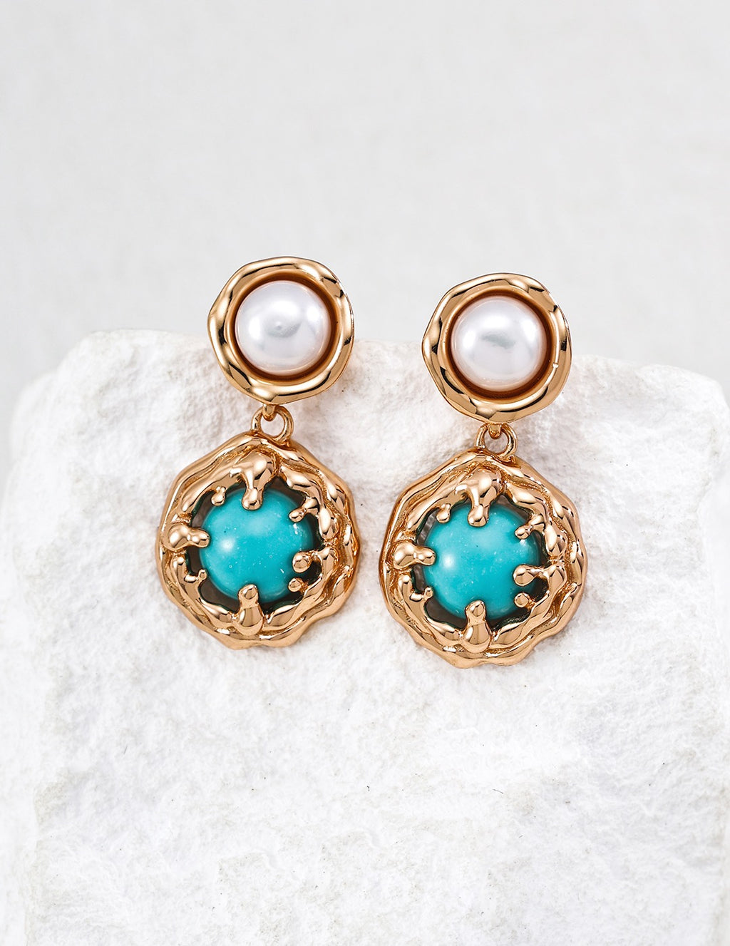 Pearl & Stone Drop Earrings