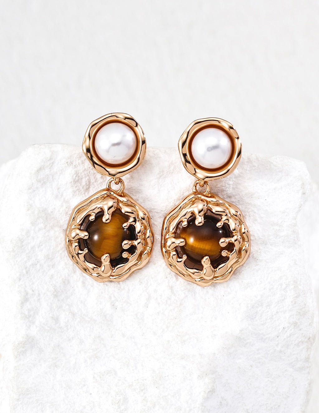 Pearl & Stone Drop Earrings