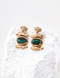 Malachite & Gold Sculptural Drop Earrings