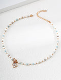 Pearl & CZ Clover Charm Necklace