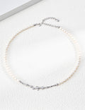 Pearl Strand Branch CZ Connector Necklace