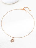 Dolphin Moon CZ Pendant Necklace