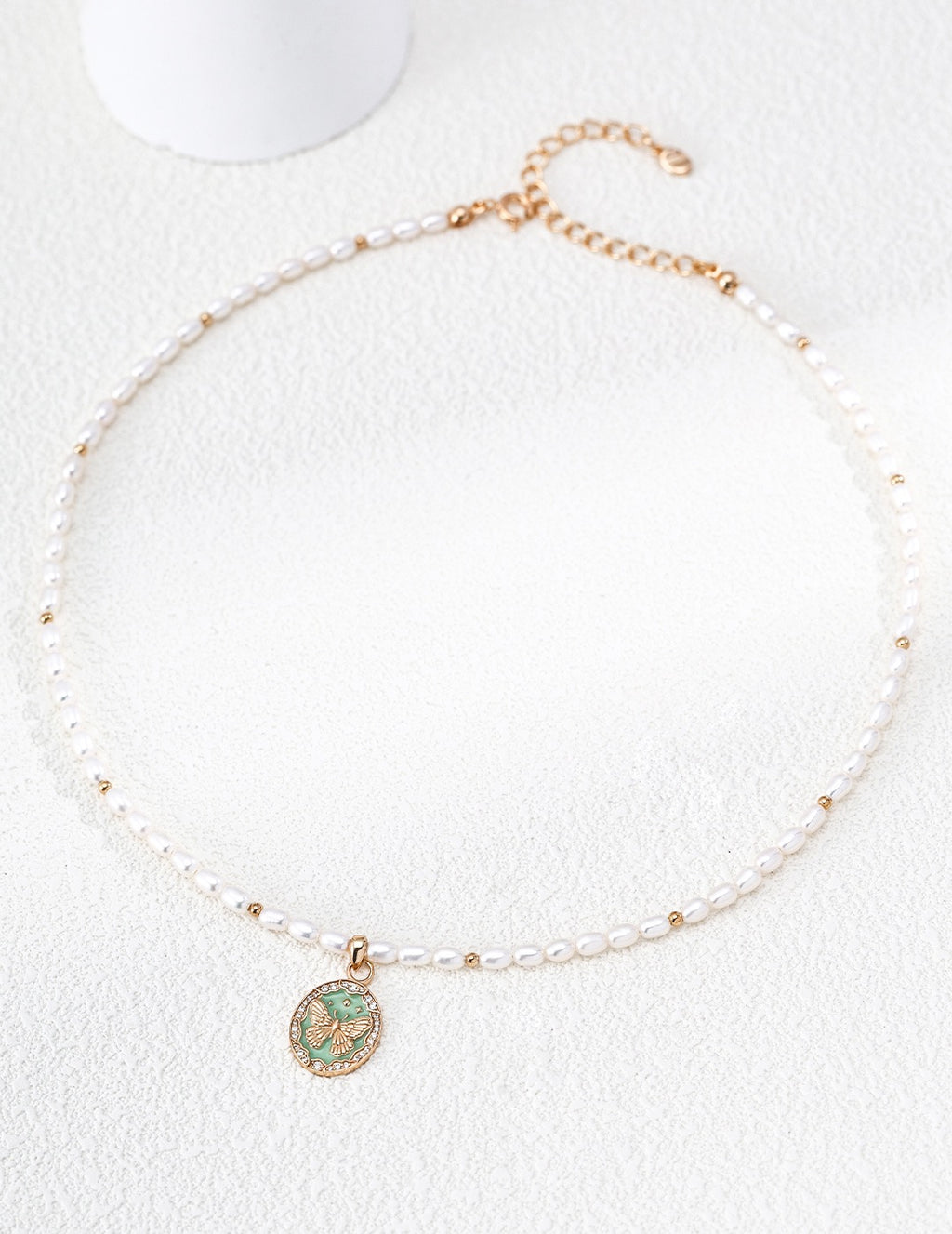 Butterfly Coin Pearl Beaded Necklace
