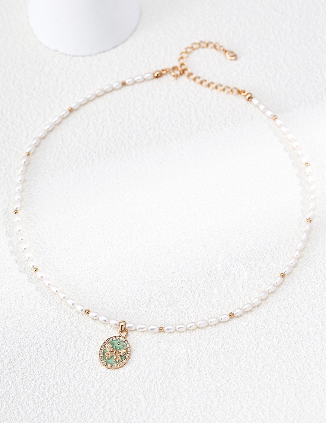 Butterfly Coin Pearl Beaded Necklace