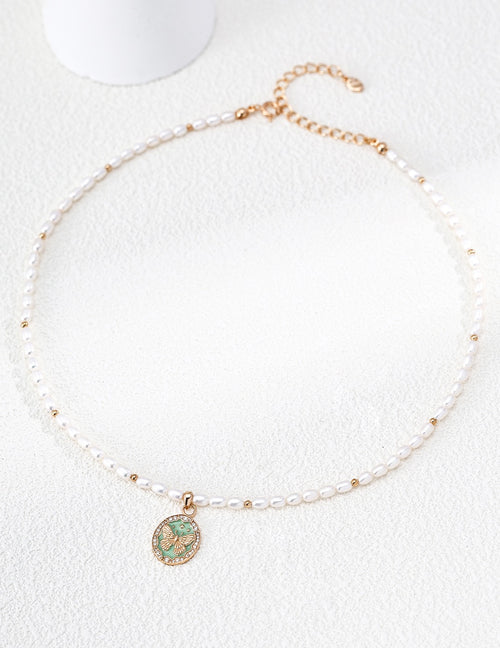 Butterfly Coin Pearl Beaded Necklace