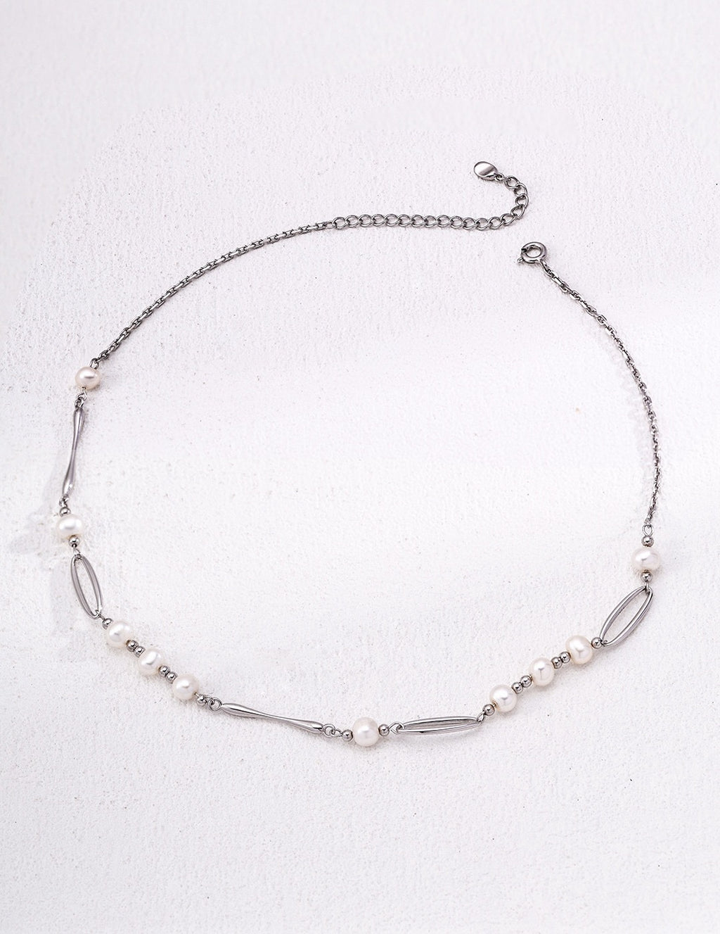 Pearl Geometric Station Necklace