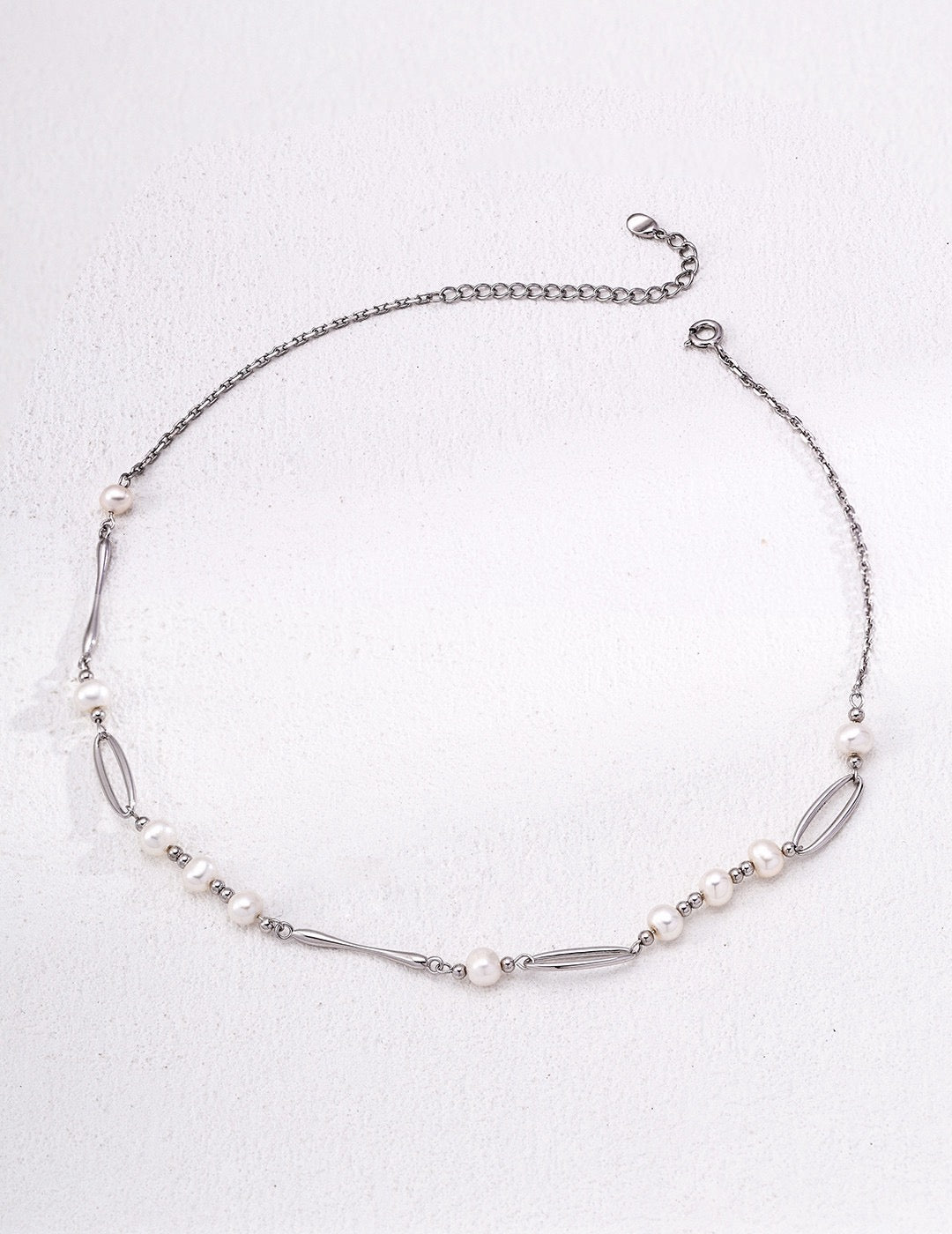 Pearl Geometric Station Necklace