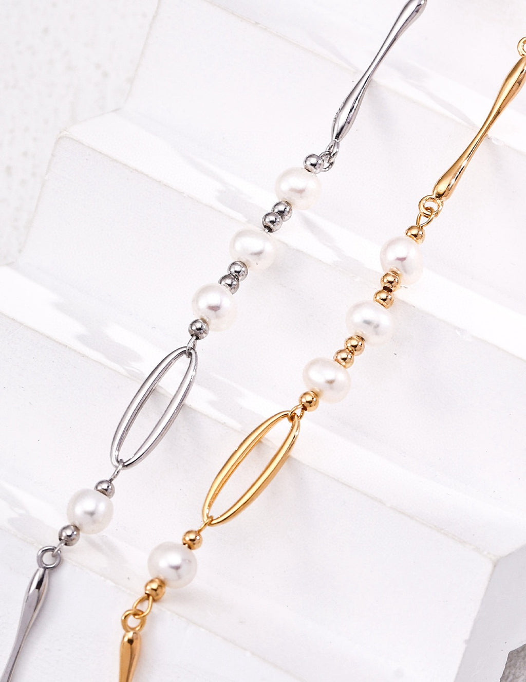 Pearl Geometric Station Necklace