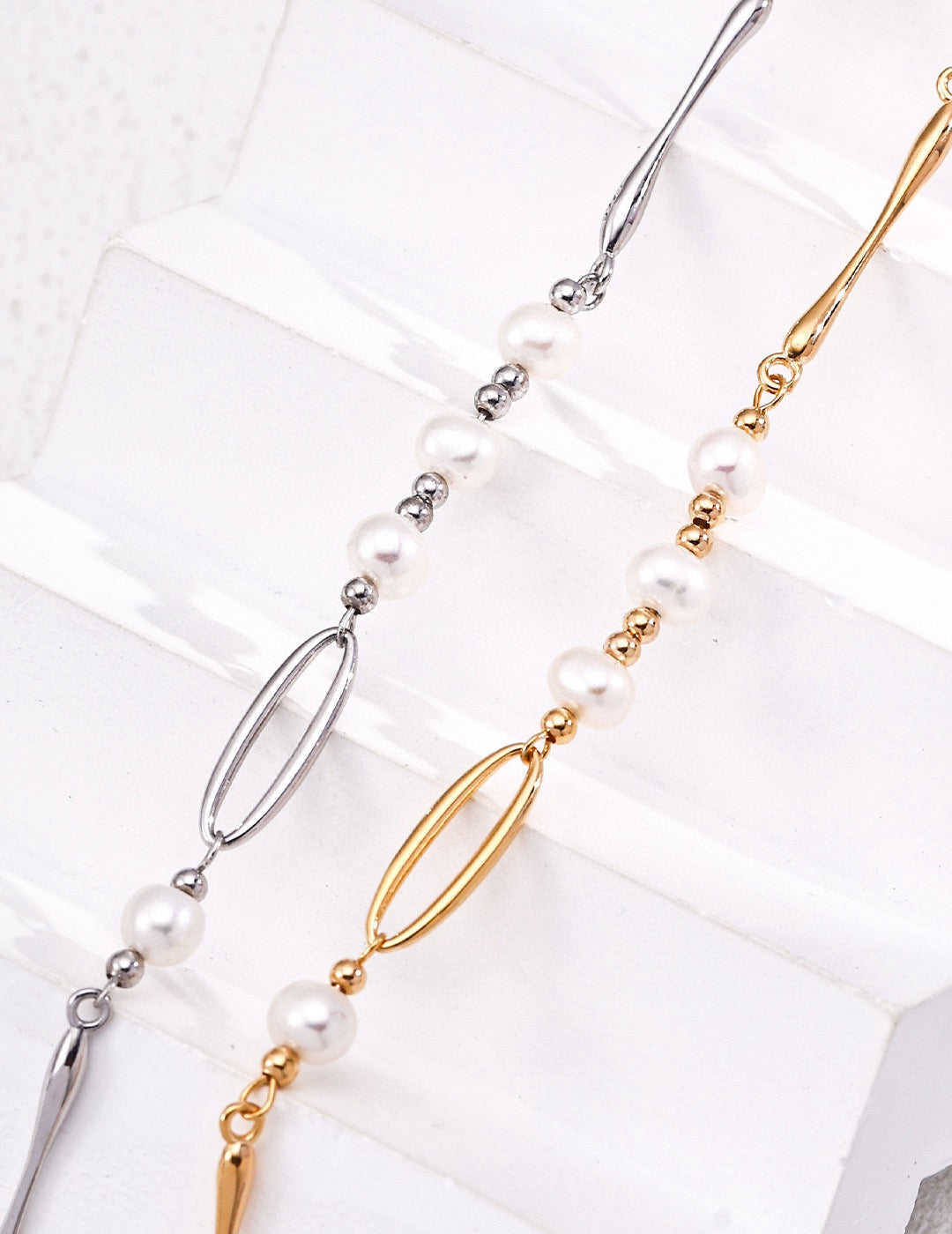 Pearl Geometric Station Necklace