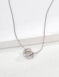 Interlocked Ring CZ Enamel Pendant Necklace
