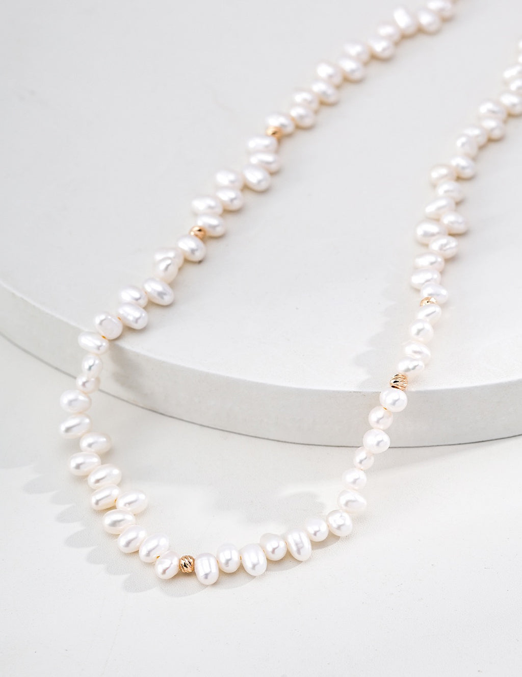 Keshi Pearl & Gold Rondelle Strand Necklace