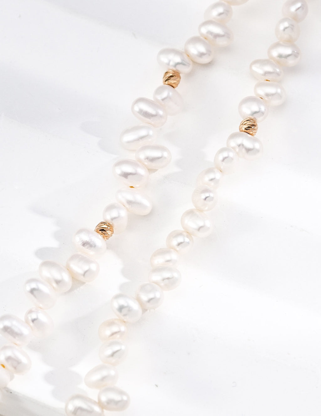 Keshi Pearl & Gold Rondelle Strand Necklace