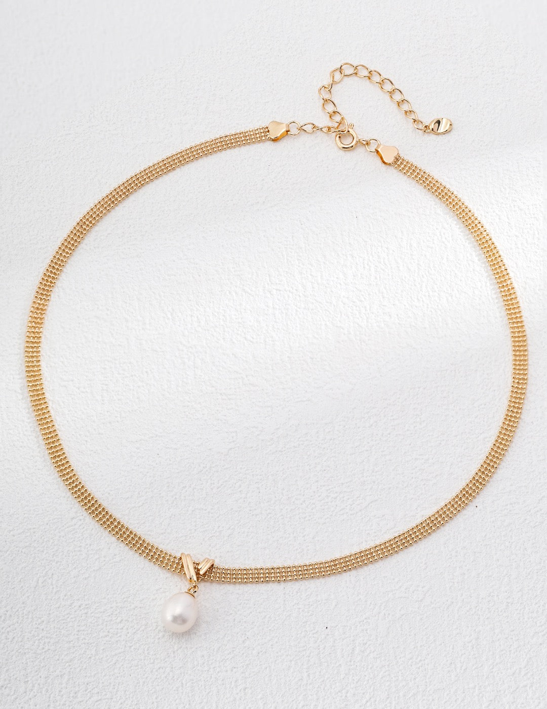 Pearl Drop Mesh Choker Necklace