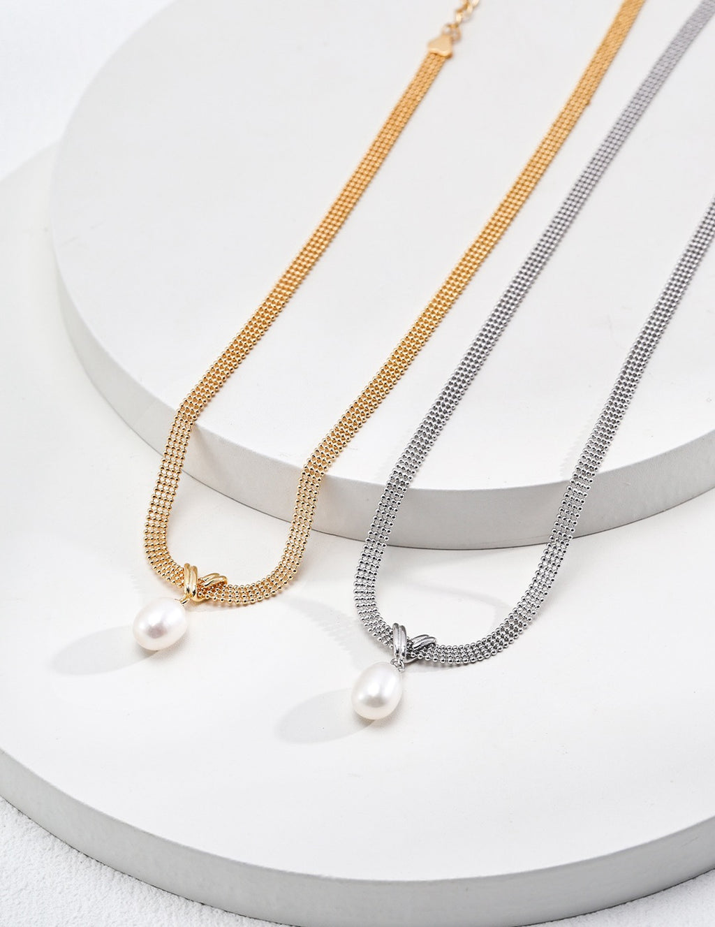 Pearl Drop Mesh Choker Necklace