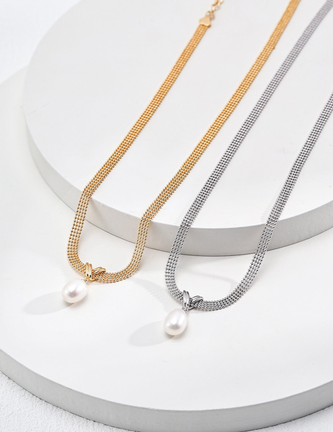 Pearl Drop Mesh Choker Necklace