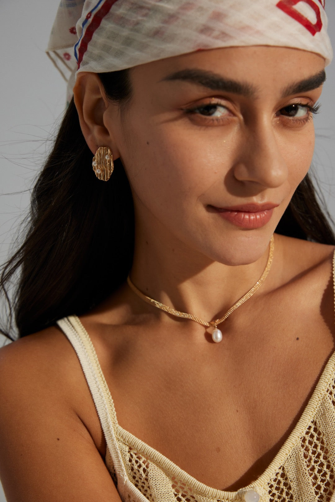 Pearl Drop Mesh Choker Necklace