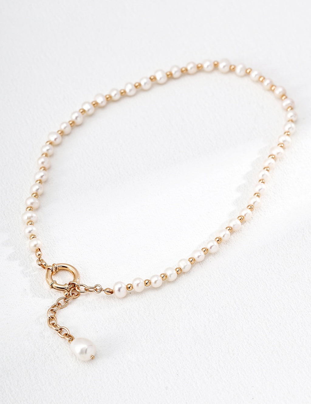 Baroque Pearl Drop Ring Clasp Choker Necklace