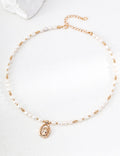 Goddess Cameo Pearl & Gold Bead Necklace