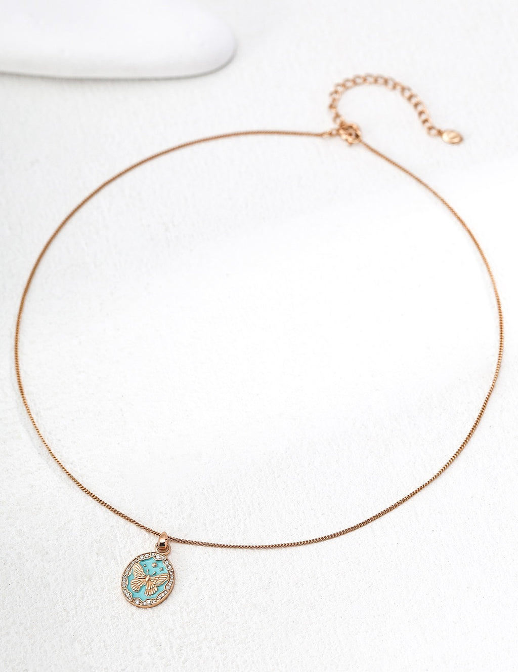 Turquoise Butterfly Coin Pendant Necklace