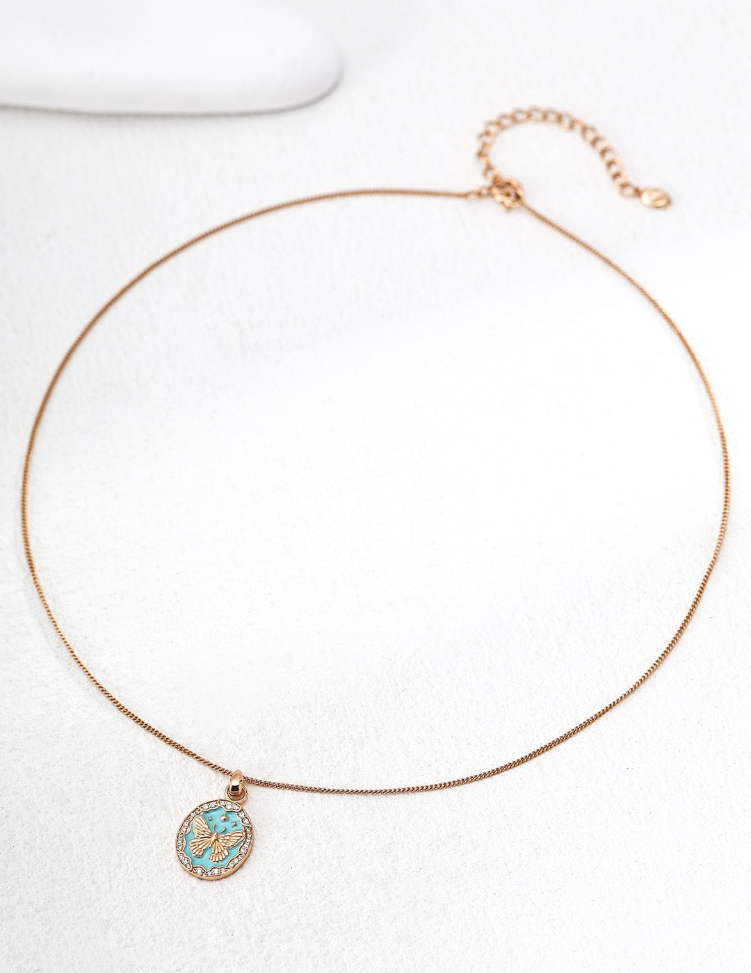 Turquoise Butterfly Coin Pendant Necklace