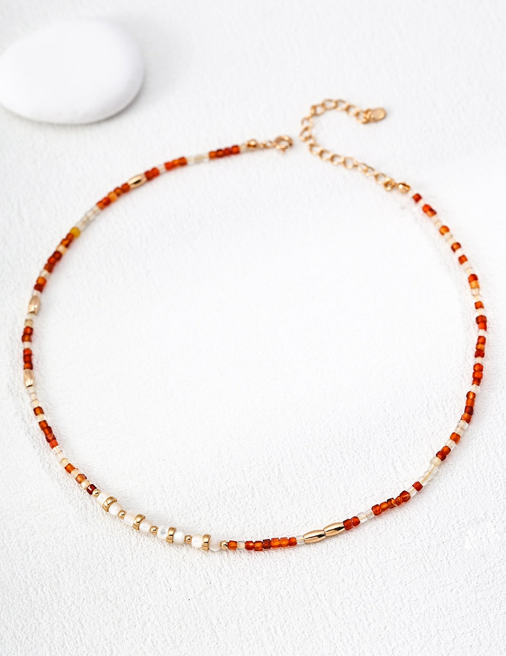 Terracotta Agate & Shell Bead Choker Necklace