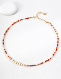 Terracotta Agate & Shell Bead Choker Necklace