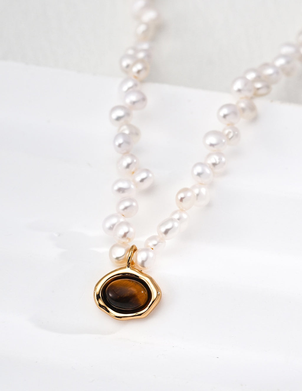 Amber Eye Pearl Strand Necklace