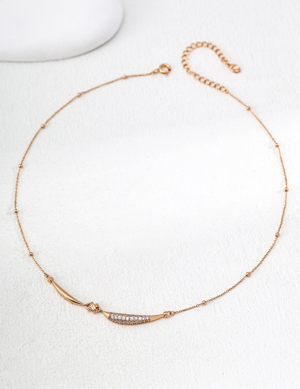 Curved Bar Knot Satellite Chain Necklace