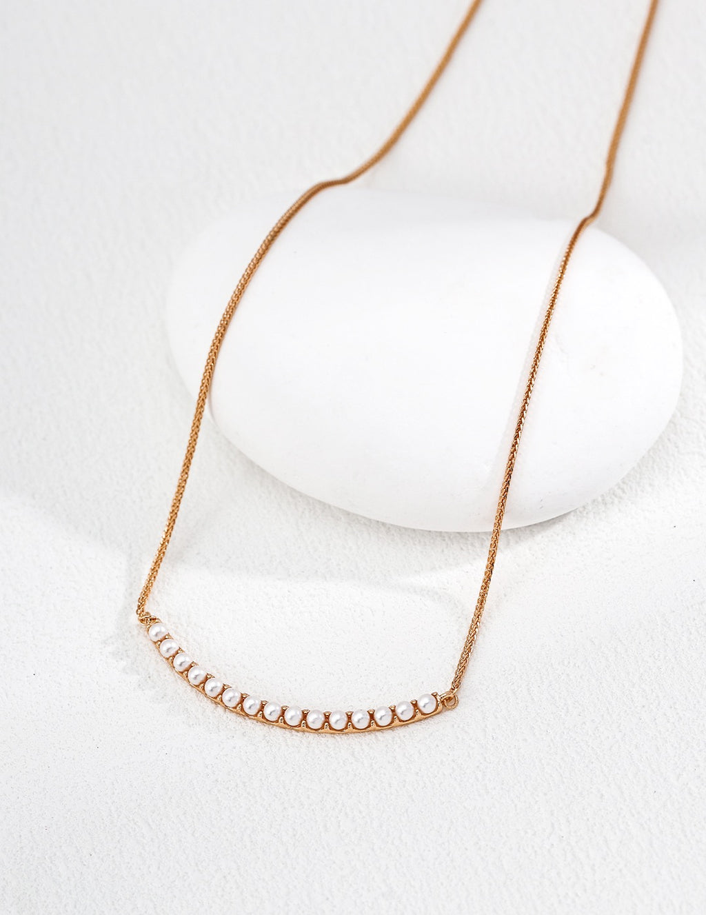 Pearl Smile Bar Wheat Chain Necklace