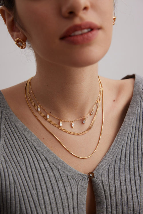 Baguette Fringe Drop Necklace