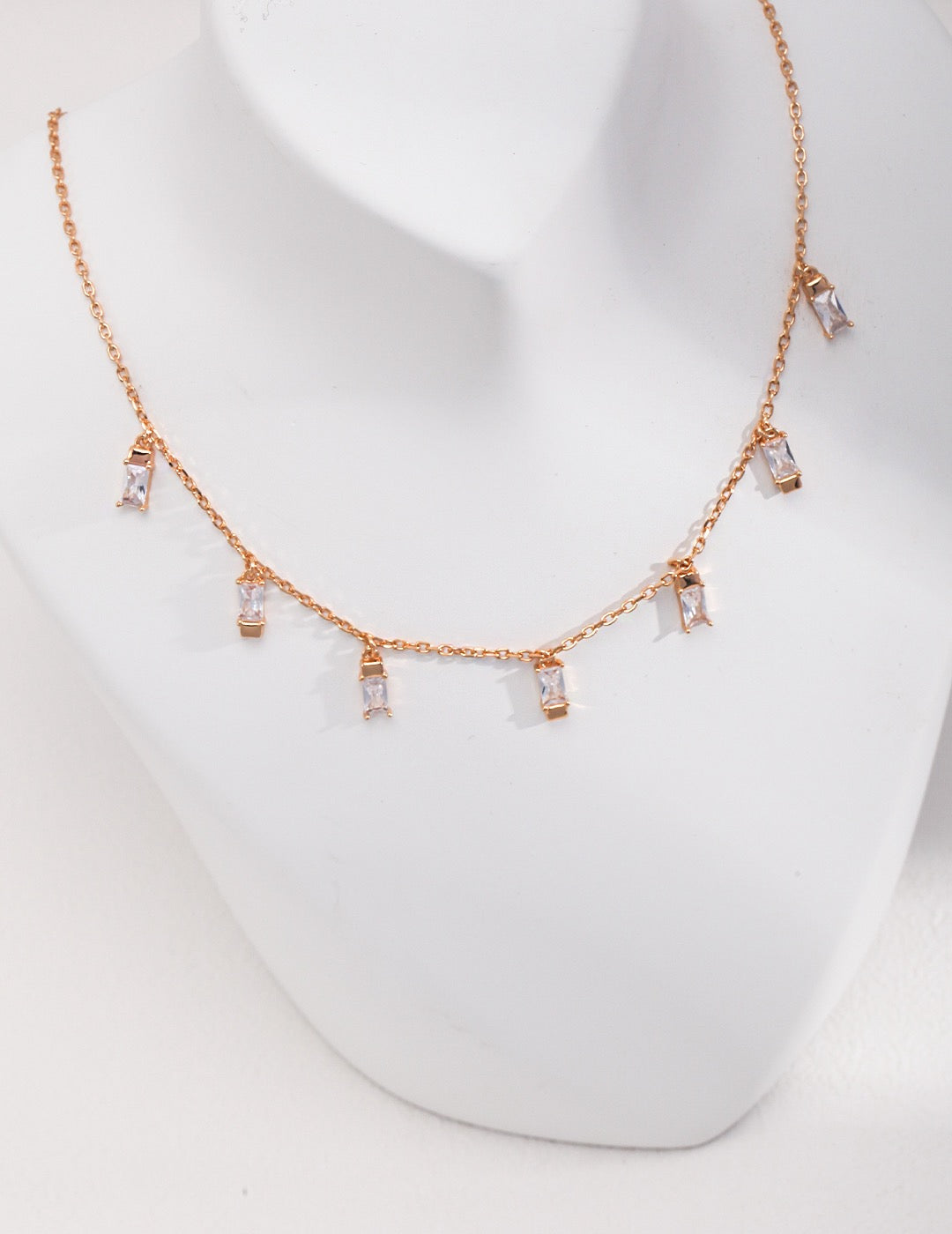 Baguette Fringe Drop Necklace