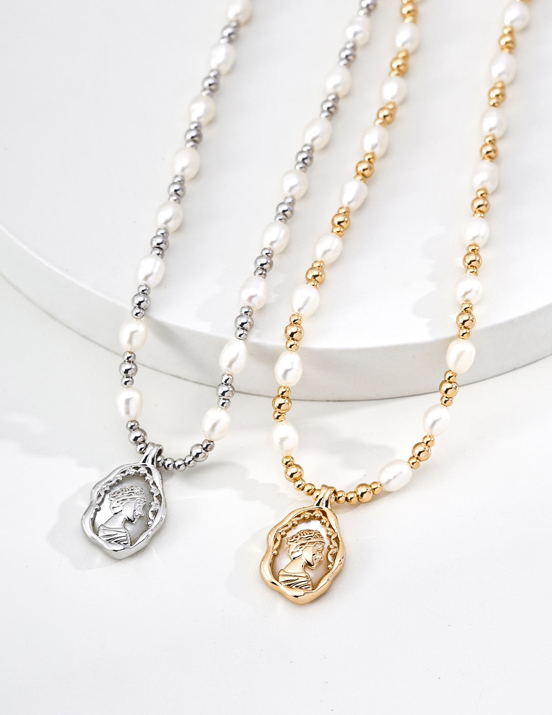 Queen Coin Pearl & Bead Strand Necklace