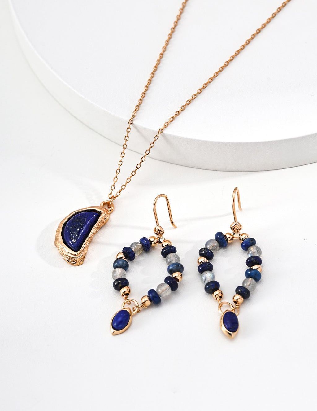 Lapis Lazuli Half-Moon Molten Frame Necklace