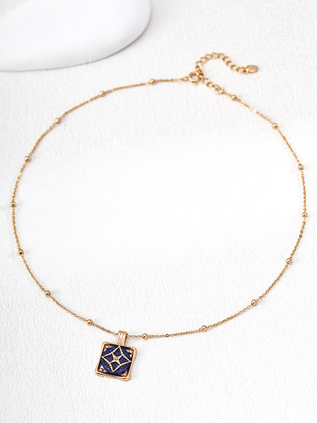 Lapis Lazuli Star Compass Square Pendant Necklace