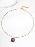 Lapis Lazuli Star Compass Square Pendant Necklace