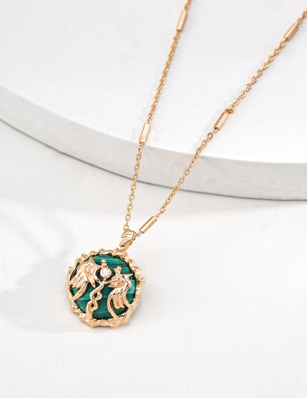 Jade Crane Medallion Necklace