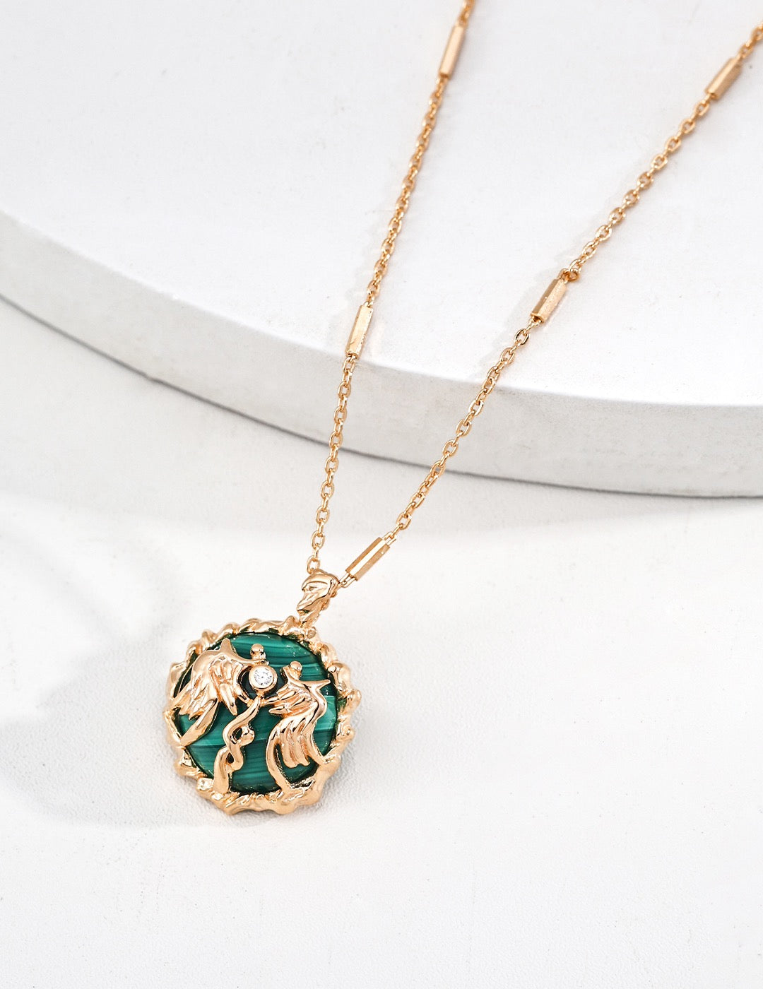 Jade Crane Medallion Necklace