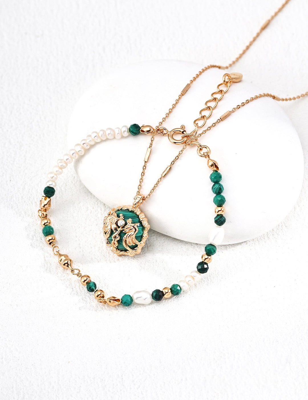 Jade Crane Medallion Necklace