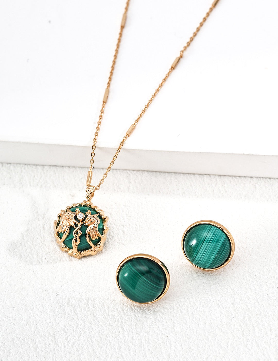 Jade Crane Medallion Necklace