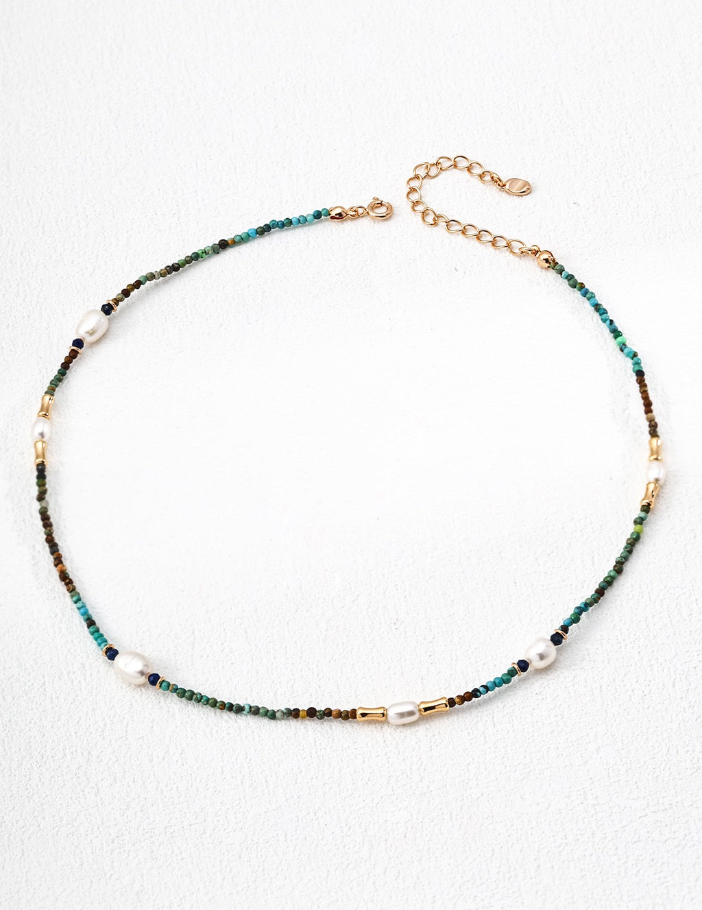 Turquoise & Freshwater Pearl Beaded Choker Necklace