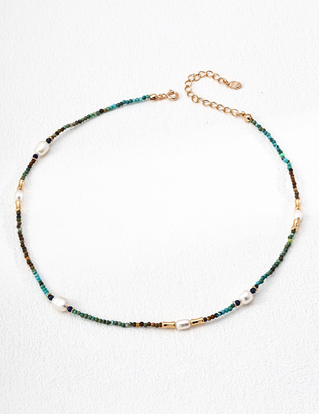 Turquoise & Freshwater Pearl Beaded Choker Necklace