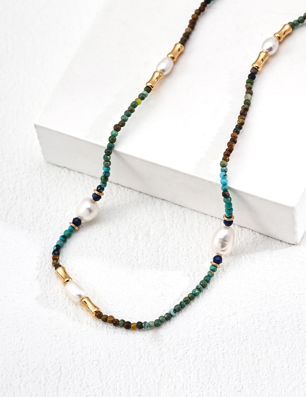 Turquoise & Freshwater Pearl Beaded Choker Necklace