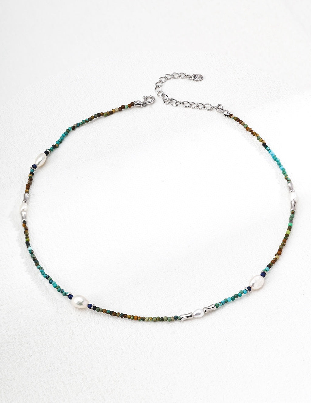 Turquoise & Freshwater Pearl Beaded Choker Necklace