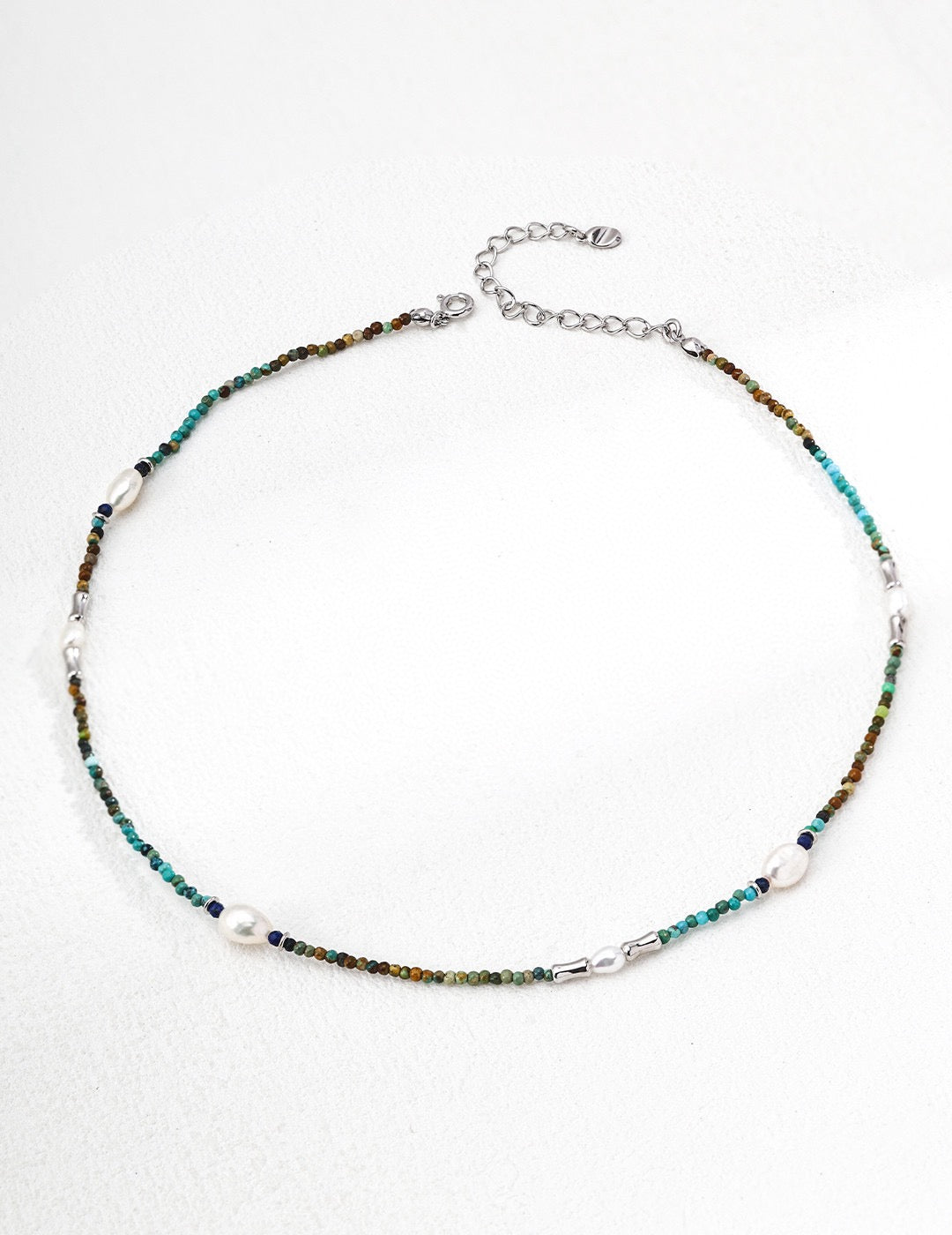 Turquoise & Freshwater Pearl Beaded Choker Necklace